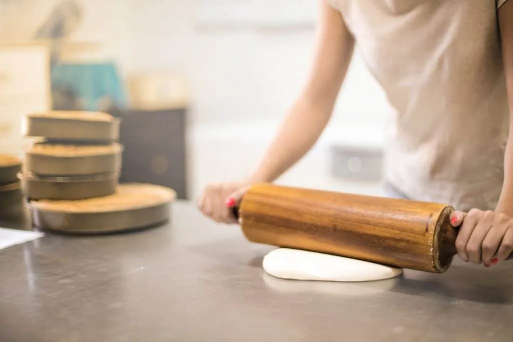 Pic 9 yeast dough being rolled