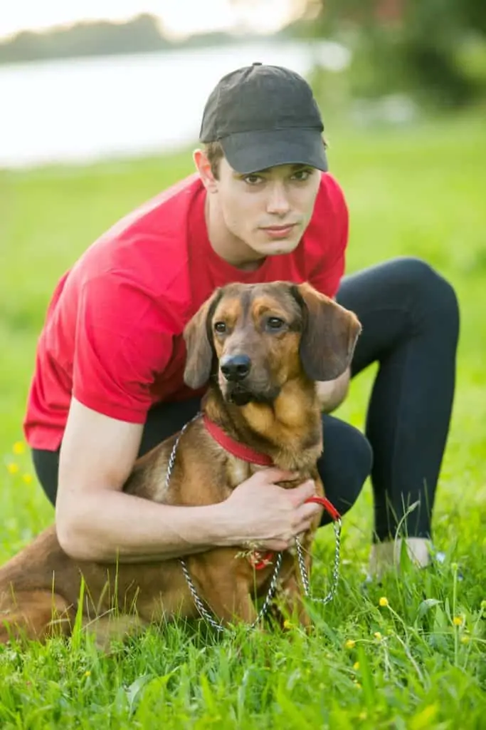 18 a Dachshund German Shepherd Mix with a young man